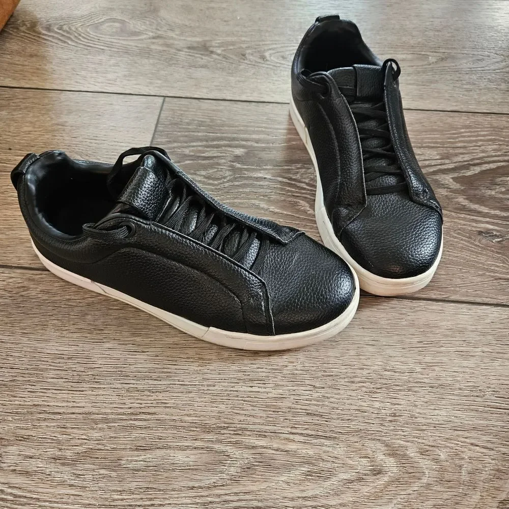 Zara Black Leather Euro Sneakers